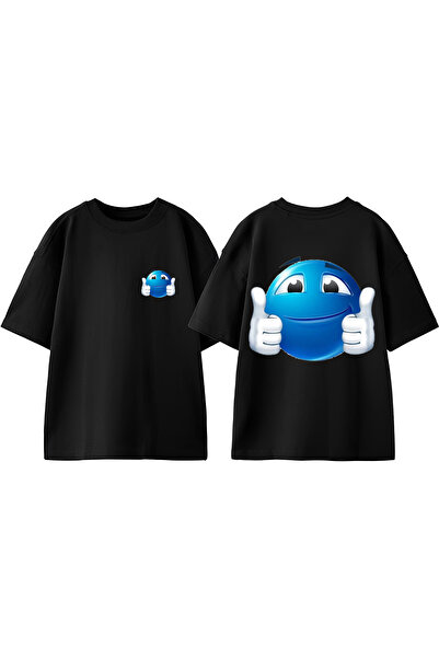 Anetos Tricou Aynen cu imprimeu unisex din bumbac negru supradimensionat