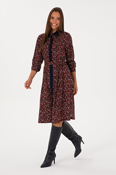 U.S. Polo Assn. Kadın Lacivert Kemerli Dokuma Elbise 50316431-VR033