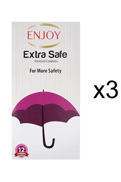 Enjoy واقيات ذكرية فائقة الأمان - 12 قطعة، 3 عبوات