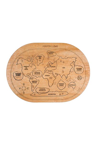 OEM Puzzle din lemn Personalizabil HandyHands - Continente si oceane - 38 L x...