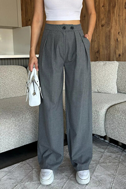 julude Gray Women's Striped Palazzo Pants