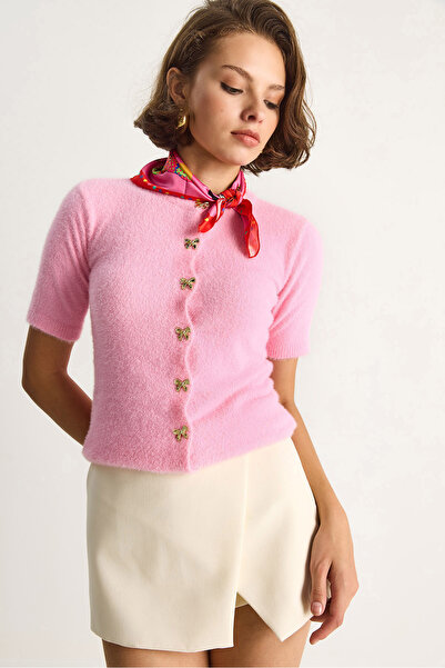 Bianco Lucci Γυναικεία ζακέτα με λεπτομέρεια με φιόγκο με μαλακή υφή w25033 60284078