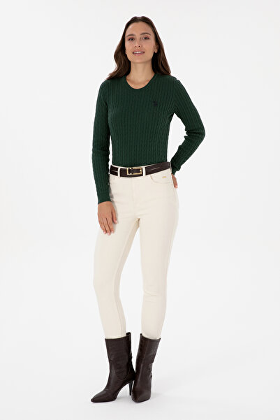 U.S. Polo Assn. Kadın Koyu Yeşil Bisiklet Yaka Basic Kazak 50313626-VR079