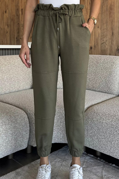 julude Khaki Jogger Sweatpants with Elastic Waist and Cuffs
