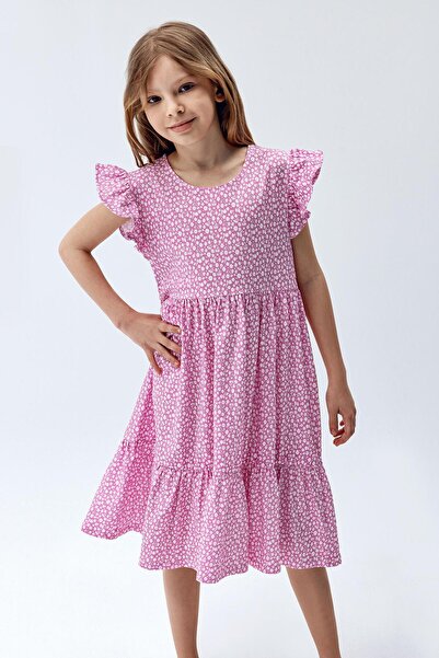 Brix Розова рокля с набори и момичешки мотив