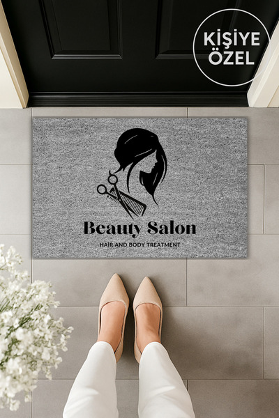 Dormot سجادة أمامية حديثة بطباعة رقمية رمادية لمراكز التجميل وصالونات الشعر و...