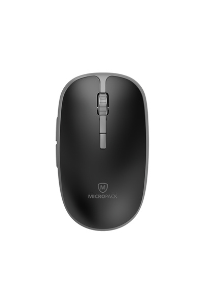 Micropack ماوس لاسلكي مزدوج الوضع MP-729B - بلوتوث 5.0، 6 أزرار، 1600 نقطة في البوصة، أسود
