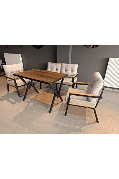 Serdemdizayn SERDEM-(ESTER)-2+1+1+MASA BAHÇE BALKON MOBİLYASI KOLTUK KREM