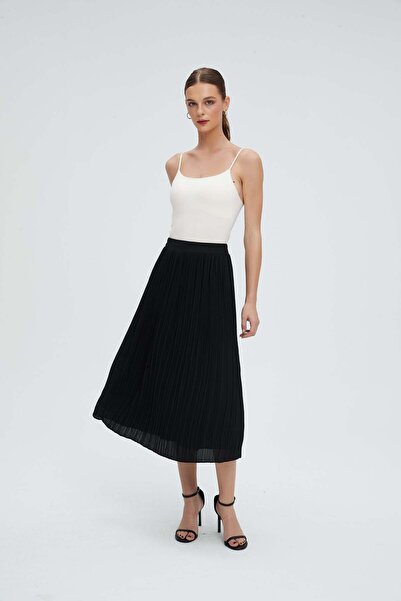 Nichii WOMEN PLAIN PLEATED MIDI SKIRT WITH A WIDE BOTTOM
