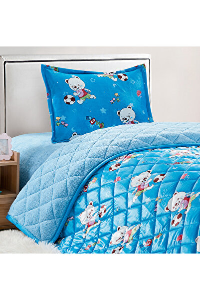 Generic Kids 3 Piece Winter Sherpa Comforter Set Single Size 150x200Cm Multicolor