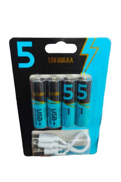 5.11 أربع بطاريات AA قابلة لإعادة الشحن من النوع C بقوة 1.5 فولت و2200 مللي أ...