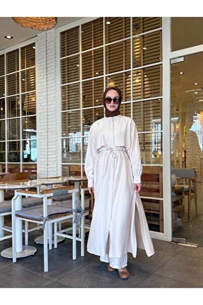 NS Moda Tesettür Ayça Set Beige-Model 543