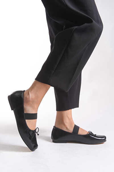 Riccon Women's Ballet Flats 00124001 Black Leather