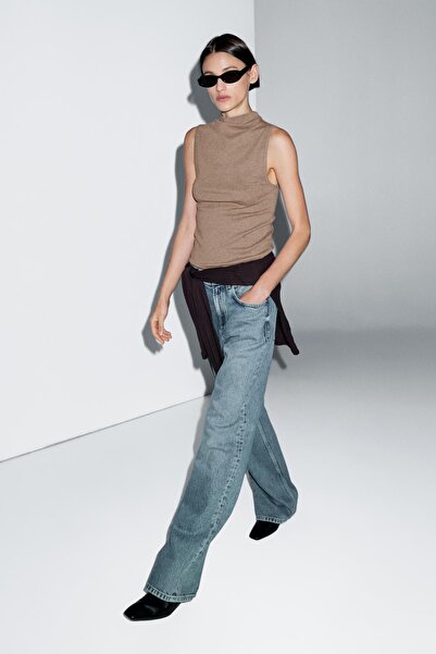 Massimo Dutti 100% cotton funnel neck top