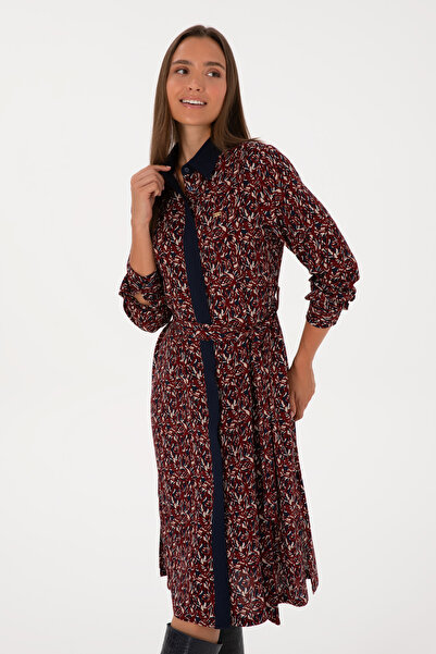 U.S. Polo Assn. Kadın Lacivert Kemerli Dokuma Elbise 50316431-VR033