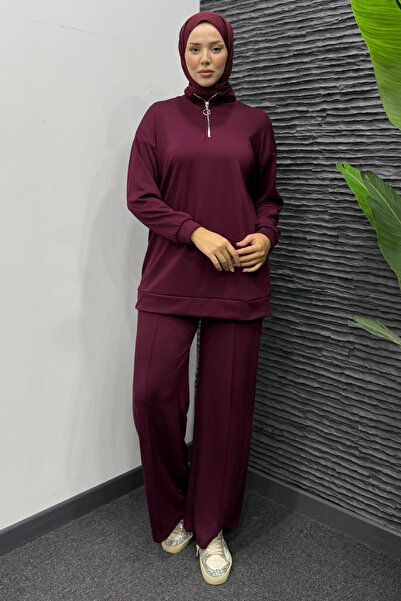Tesettür Diyarı Set sportiv pentru femei, cu jumătate de fermoar la partea in...