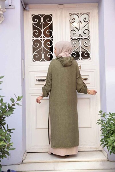 N.S NEVA STYLE Φόρεμα με κουκούλα χακί χιτζάμπ 76612HK