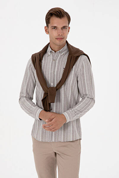 U.S. Polo Assn. Men's Light Brown Long Sleeve Shirt 50316565-Vr002