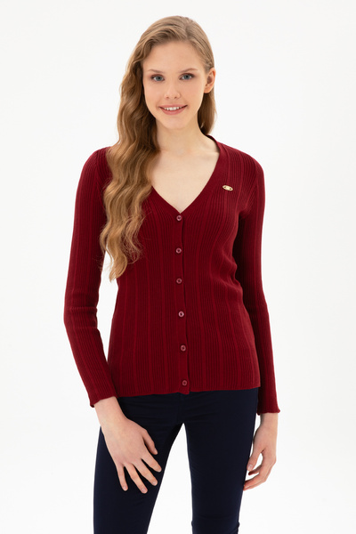 U.S. Polo Assn. Women's Burgundy Basic Knitwear Cardigan 50313580-Vr014