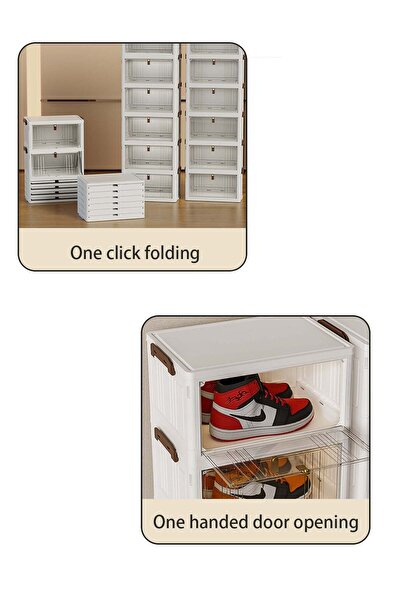 Concept Home أدراج تخزين بلاستيكية قابلة للطي مع عجلات، 6 طبقات 124 × 28 × 40 سم