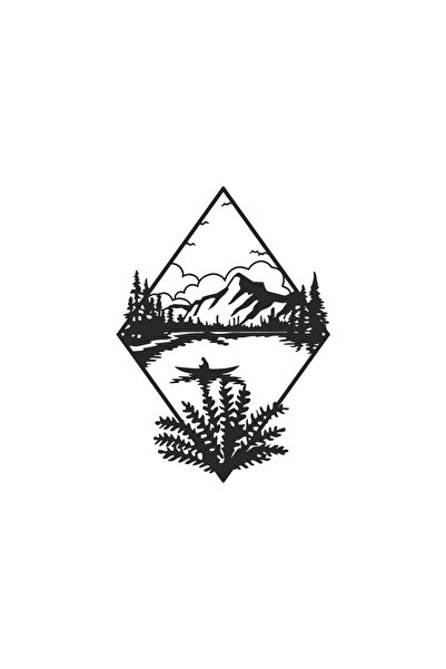 OEM Decor perete Personalizabil Munte si Lac HHH75 din lemn - 27 L x 38 H (cm)