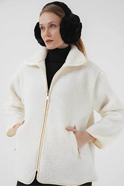Bigdart Peluş Kadın Mont 5211 Beyaz