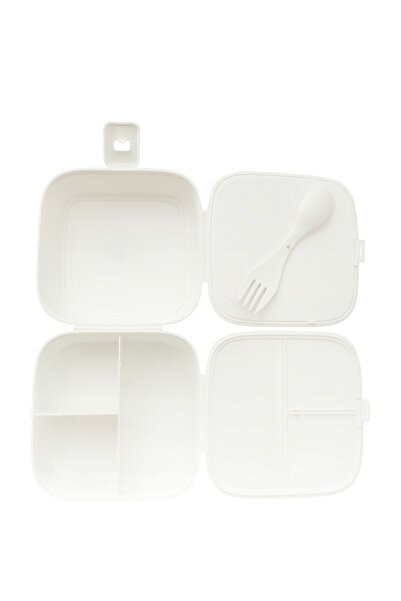 Gondol BEYAZ ÇOCUK YEMEK KUTUSU & ÇATAL KAŞIK KUTUSU SETİ