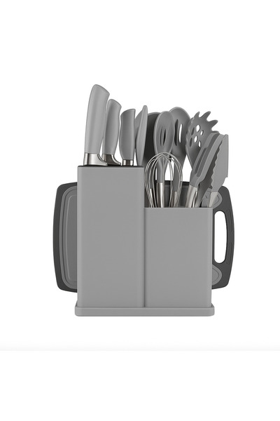 LEIHMANN Set of 19 grey silicone kitchen utensils