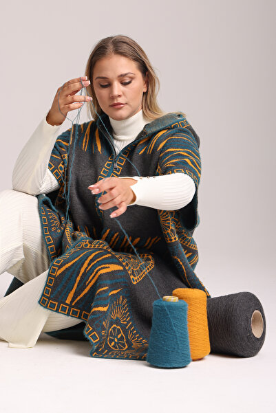 TOSIDRA TRİKO Triko Desenli panço 3043