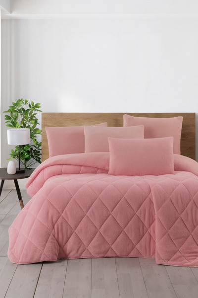 cs ilkim Vie En Cotton Single Luxury Pink Welsoft Quilt Double-Sided 155X215