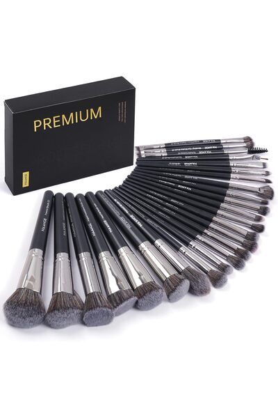 MAANGE مجموعة فرش مكياج احترافية مكونة من 25 قطعة من فرش ظلال العيون الاصطناعية مع صندوق هدايا (أسود)