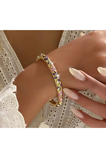 Ervalina Zirkon Taşlı Mineli Kelepçe Bileklik