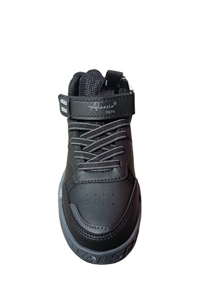 Alessio Mevsimlik,Boğazlı,Ortopedik ,Cırtlı,Çocuk Jordan Model Basket Spor Ayakkabı Siyah