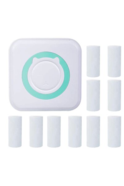 OEM Set Mini Thermal Printer and 10 Rolls 57x25mm Paper, Bluetooth Compatible with iOS/Android