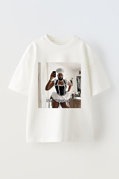 Anetos تي شيرت أبيض كبير الحجم من القطن للجنسين بدون طباعة