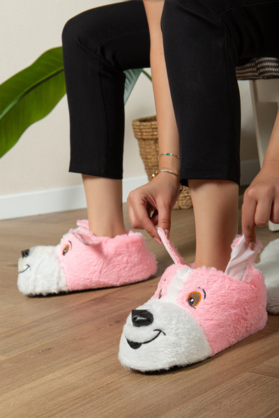 Miss dark Λούτρινες παντόφλες με χαριτωμένη φιγούρα σκύλου Unisex Animal Slippers