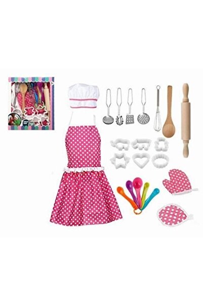 MalPlay Little Chef kitchen apron with accessories included pink