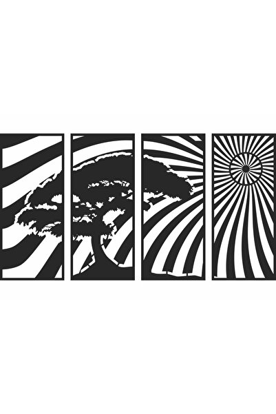 OEM Decor perete Personalizabil 4 Parti 3D Copac HHH459 din lemn - 104 L x 58...