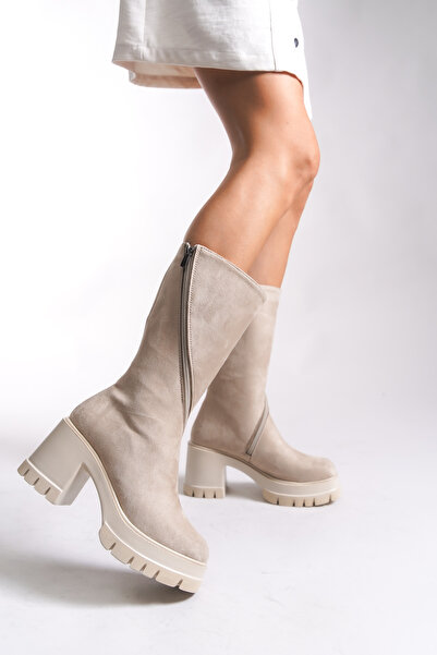 Riccon Kadın Çizme 0012660 Bej Süet