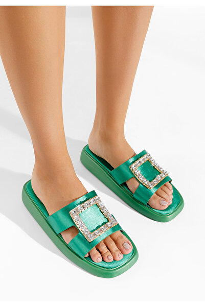 B T Shoes Zelené dámské pantofle Margaret