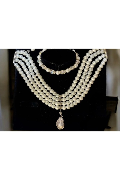 Chic Charms Cam İnci Kolye bileklik takı seti