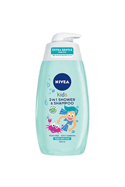 NIVEA Gel de duș și șampon 2 în 1 pentru copii, măr, 500 ml