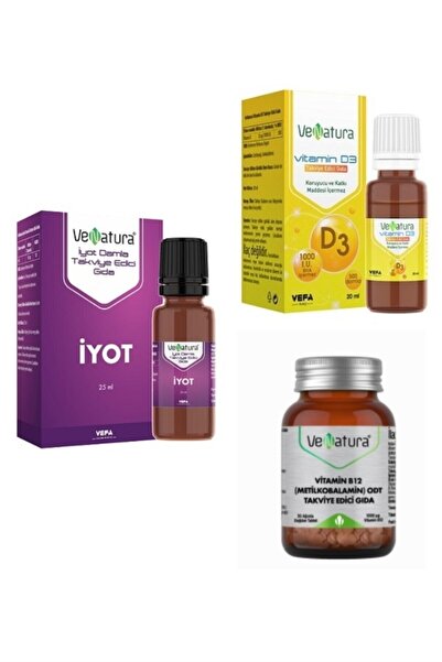 VeNatura İyot Damla 25 ml + Vitamin D3 +Venatura B12 Metilkobalamin Odt