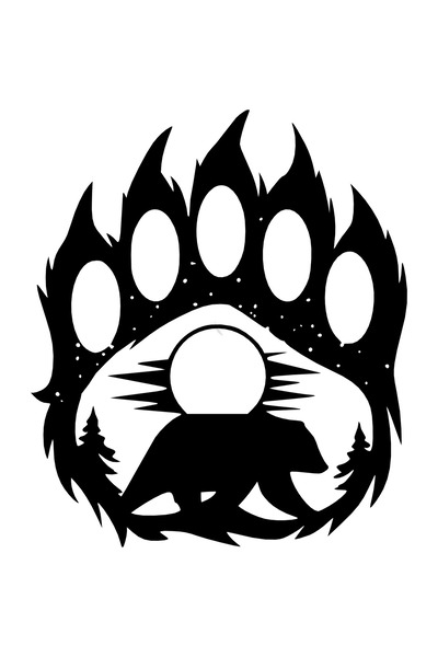 OEM Decor perete Laba de Urs HH703 din lemn - 37 L x 44 H (cm)