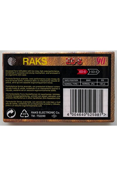 Raks شريط كاسيت فارغ مقاس 90 (شريط كاسيت طباعة أصلي من الجيلاتين بدون تاريخ)