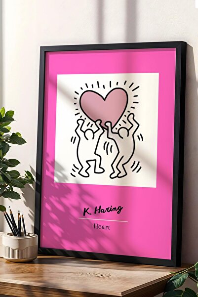 Saturn Pictură înrămată cu inimă Keith Haring - Inimă - Decor de perete în st...