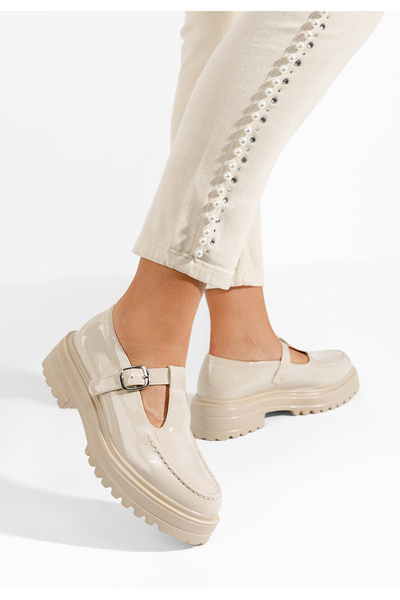 B T Shoes Béžové dámské polobotky Pandy