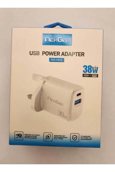 Generic 38W home wall charger that supports fast charging with two USB and Type-C ports