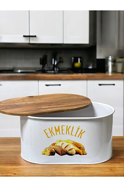 metalshop Tahtalı Kapaklı Ekmeklik Metal Ekmek Saklama Kabı