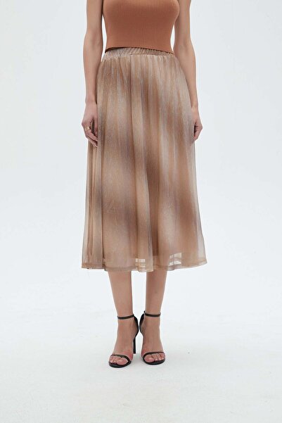 Nichii WOMEN'S MIDI SKIRT WITH SHINY THREADS